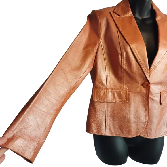 Worthington Vintage Womens Burnt Orange Pearl Genuine Leather